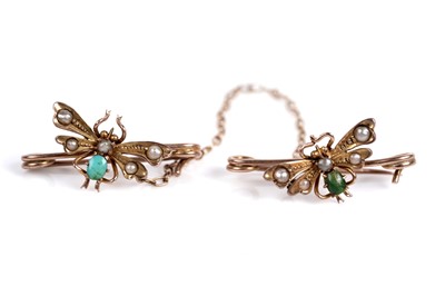 Lot 504 - An Edwardian insect chatelaine brooch; and a star stick pin