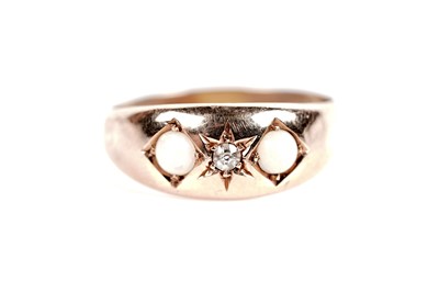 Lot 502 - A Victorian opal and diamond ring