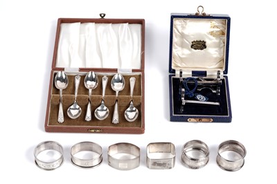 Lot 845 - Silver flatware and napkin rings