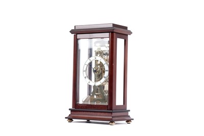 Lot 609 - The Greenwich Clock Co: a skeletonised mahogany cased four glass 30-hour mantel clock