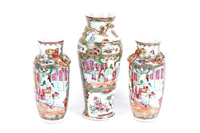 Lot 710 - Three Canton vases
