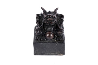 Lot 721 - A Chinese bronzed metal ceremonial seal