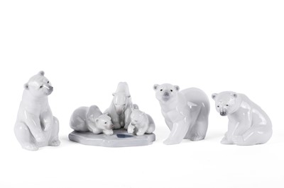 Lot 863 - Four Lladro polar bear figures