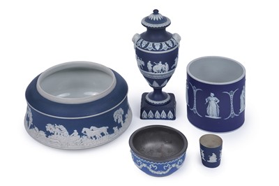 Lot 806 - An Adams of Tunstall Jasperware urn and cover; and other items
