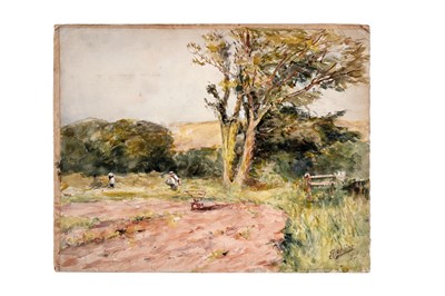 Lot 797 - Robert Jobling - Sewing Crops, Yorkshire | watercolour