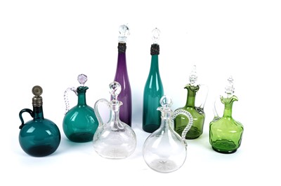 Lot 880 - Six Victorian glass decanters and two others