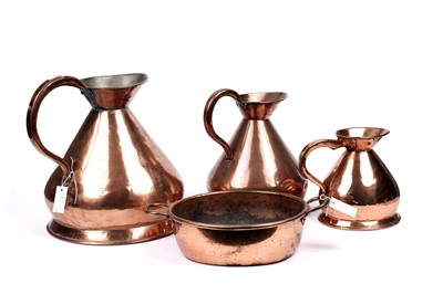 Lot 672 - Three graduated Victorian copper measures