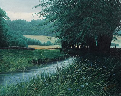Lot 22 - Robert Ritchie - Walking over the stream | acrylic