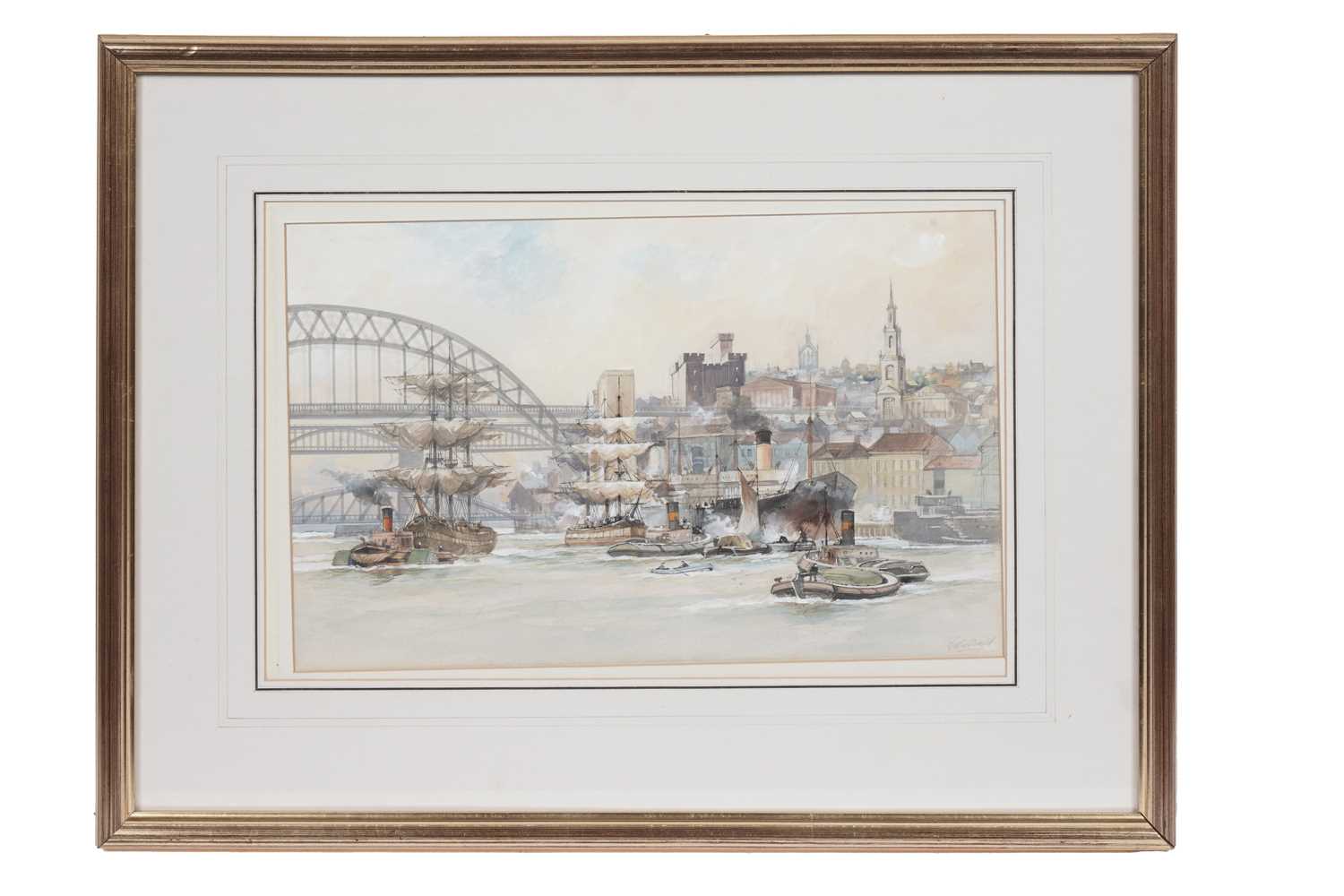 Lot 45 - Tom Macdonald – View of the Quayside, Newcastle | watercolour