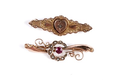 Lot 519 - Two Victorian bar brooches