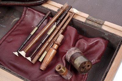 Lot 455 - A set of Northumbrian small pipes; and a copy of ‘A basic tutor for the Northumbrian Small Pipes’