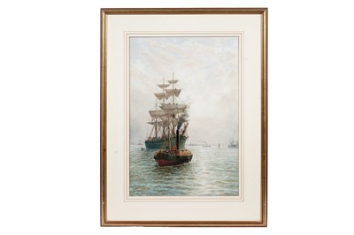 Lot 54 - Bernard Benedict Hemy – Two views of a paddle tug leading a brig | watercolour