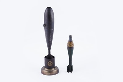 Lot 358 - An inert Second World War British RAF practice bomb; and a mortar round