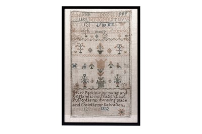 Lot 72 - A Victorian needlework sampler; and a verse