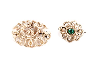 Lot 513 - Two Georgian seed pearl brooches