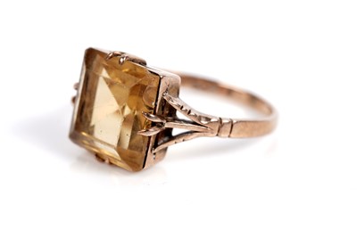 Lot 527 - A citrine ring, rose gold cufflinks, and a lucky horseshoe pin