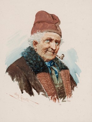 Lot 47 - Napoleon Girotto – Old fisherman with pipe | watercolour