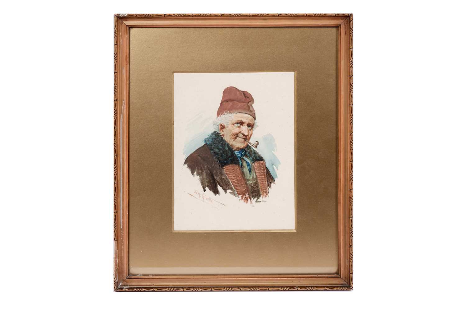 Lot 47 - Napoleon Girotto – Old fisherman with pipe | watercolour