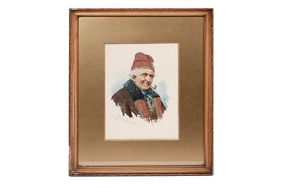 Lot 47 - Napoleon Girotto – Old fisherman with pipe | watercolour