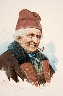 Lot 47 - Napoleon Girotto – Old fisherman with pipe | watercolour