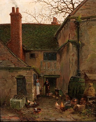 Lot 81 - W. E. Cooke – Feeding time at the farm | oil on board