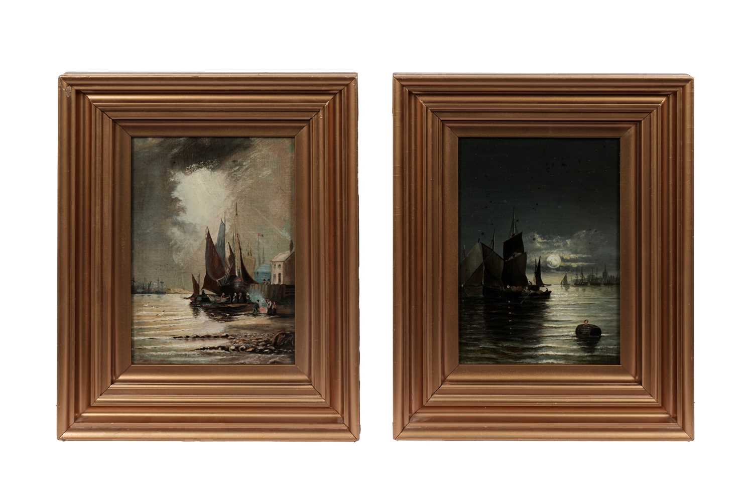 Lot 32 - E. Simmons – North Shields at dawn and dusk | oil