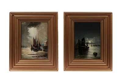 Lot 32 - E. Simmons – North Shields at dawn and dusk | oil