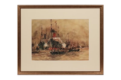 Lot 58 - P. Hobbs – Pool of London | watercolour