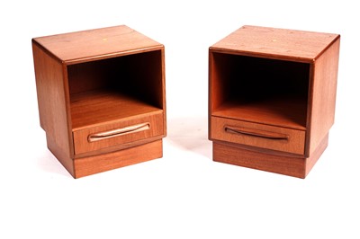 Lot 611 - G-Plan ‘Fresco’: a circa 1960’s pair of teak single drawer bed side cabinets