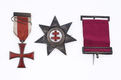Lot 111 - A Victorian silver Masonic Knights Templar badge; and a later silver jewel