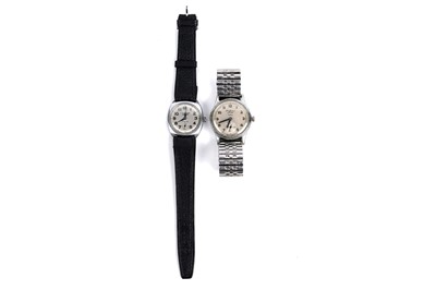 Lot 780 - J.W. Benson: two steel cased manual wind wristwatches