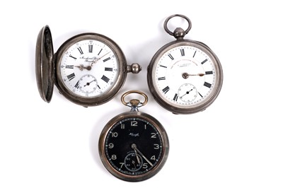 Lot 785 - Two silver cased pocket watches and another