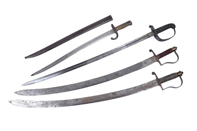 Lot 308 - A French 1866 pattern Chassepot rifle bayonet; and three other swords