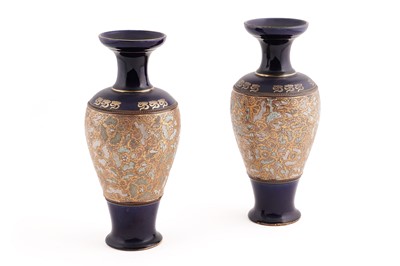 Lot 341 - A pair of Doulton Lambeth Slater's patent stoneware vases