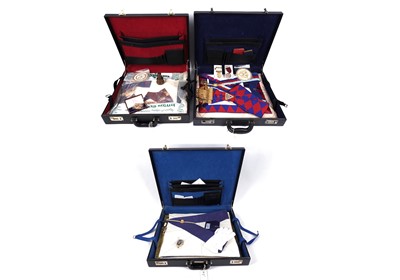 Lot 116 - Three briefcases containing Masonic regalia