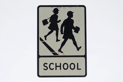 Lot 399 - A cast metal 'School' road sign