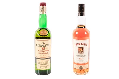 Lot 57 - Aberlour 10 year old Malt Scotch whisky; and The Glenlivet 12 years old Pure Single Malt