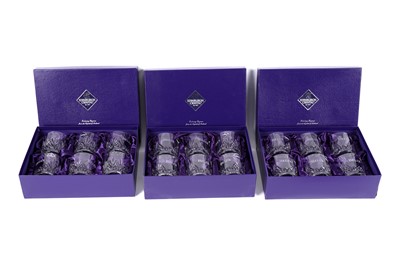 Lot 183 - Three cased sets of six Bell’s Edinburgh Crystal whisky tumblers