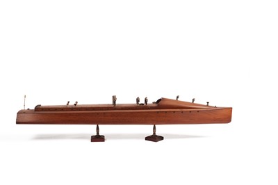Lot 681 - An early 20th Century scratch built teak model of a steam launch or torpedo boat