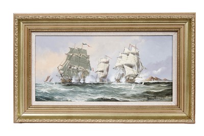 Lot 19 - Henry French – A pair of naval warfare scenes | oil
