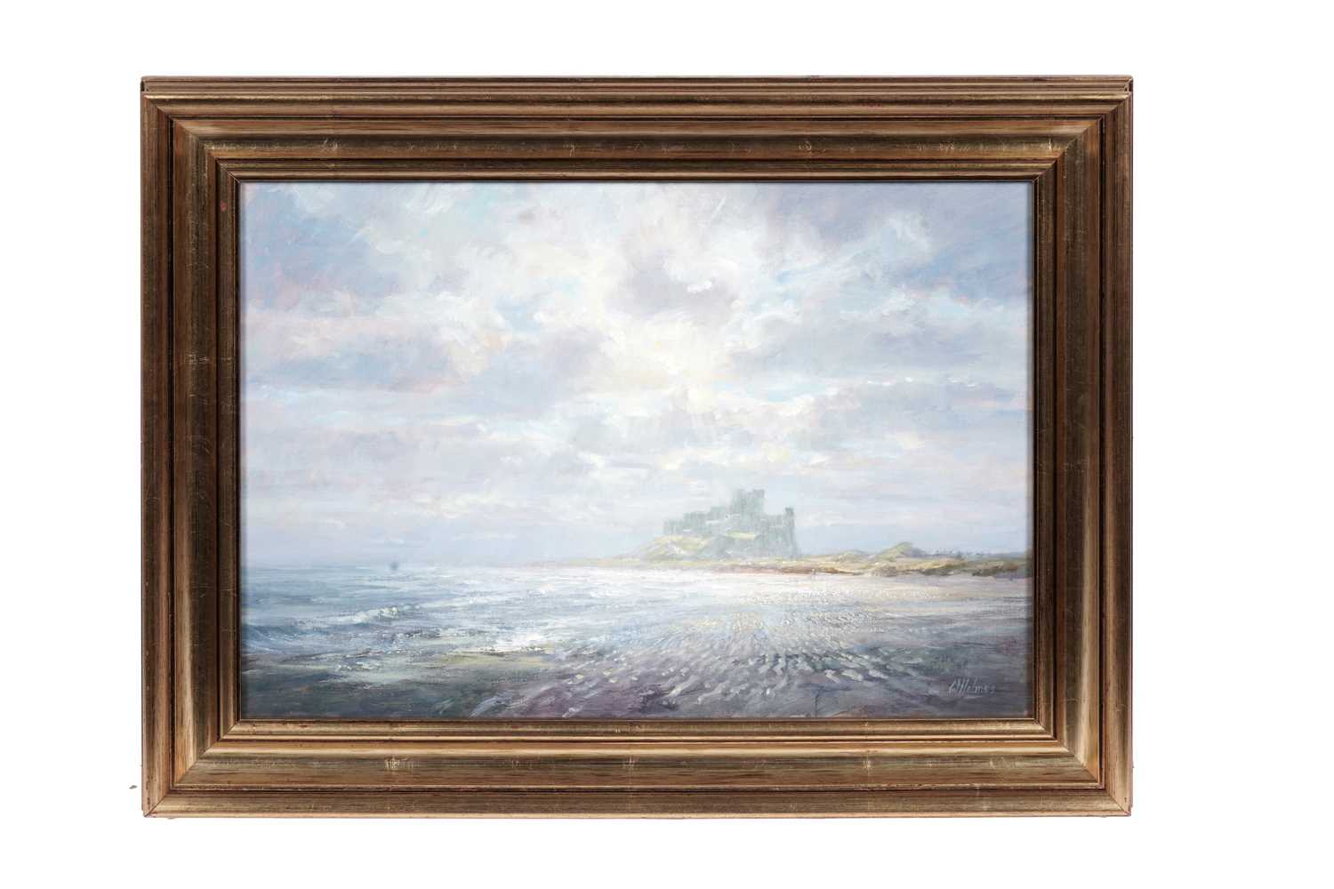 Lot 21 - Walter Homes – A view of Bamburgh Castle | oil