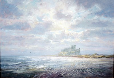 Lot 21 - Walter Homes – A view of Bamburgh Castle | oil