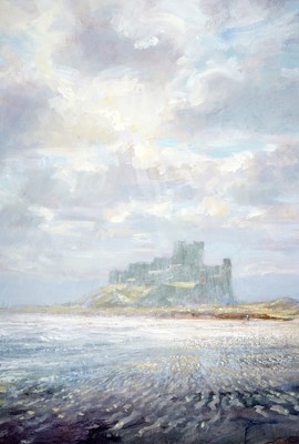 Lot 21 - Walter Homes – A view of Bamburgh Castle | oil
