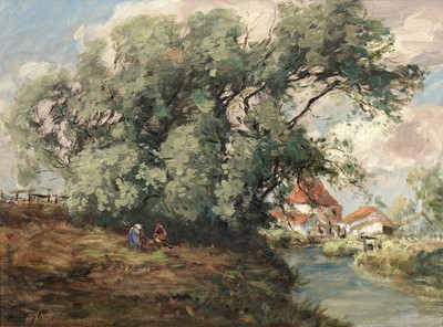 Lot 42 - John Hamilton Glass – Landscape with figures and trees | oil