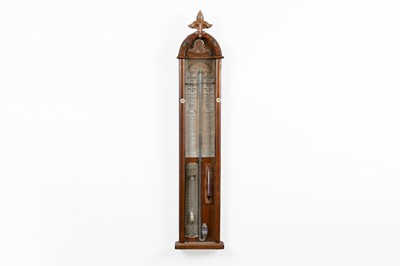 Lot 202 - An early 20th Century carved oak Admiral Fitzroy barometer