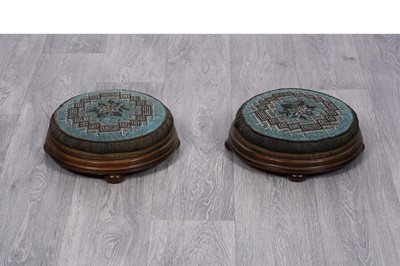 Lot 14 - A pair of Victorian walnut footstools