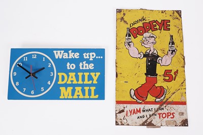 Lot 397 - Advertising signs including 'Drink Popeye'