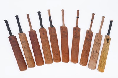 Lot 420 - Cricket Interest: Ten signed miniature cricket bats