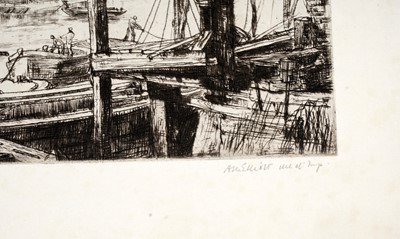 Lot 102 - Aileen Mary Elliott - Thames Barges and Quayside Poole | etchings