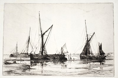 Lot 102 - Aileen Mary Elliott - Thames Barges and Quayside Poole | etchings
